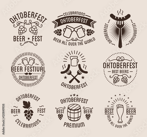 Oktoberfest beer festival lettering typography set