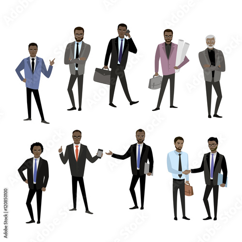 set of different african american businessman character,avatar o