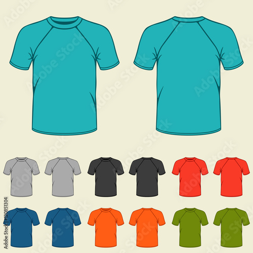 Set of colored t-shirts templates for men