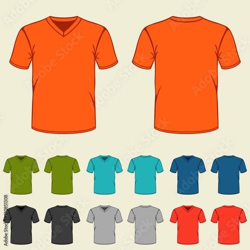 Set of colored t-shirts templates for men