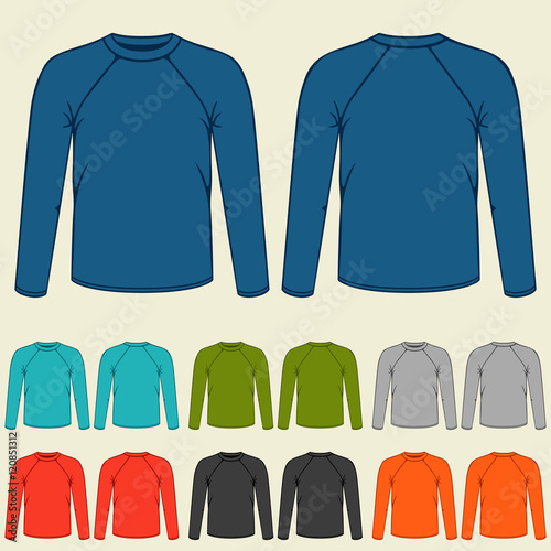 Set of colored long sleeve shirts templates for men