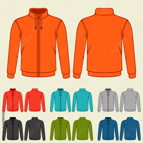 Set of colored sports jackets templates for men