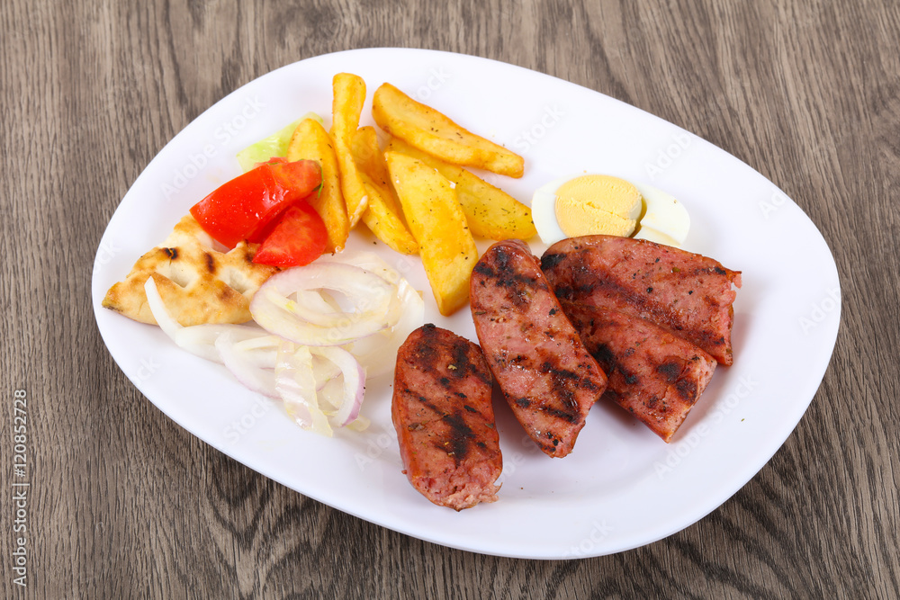 Grilled sausages
