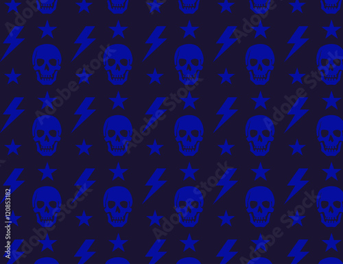 Skull Thunder Star Seamless Pattern