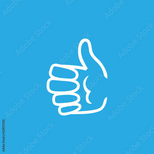 Hand Showing Ok on Blue Background, Hand Giving Thumbs Up, Vector Illustration