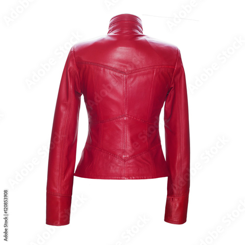 kırmızı kısa deri ceket photo