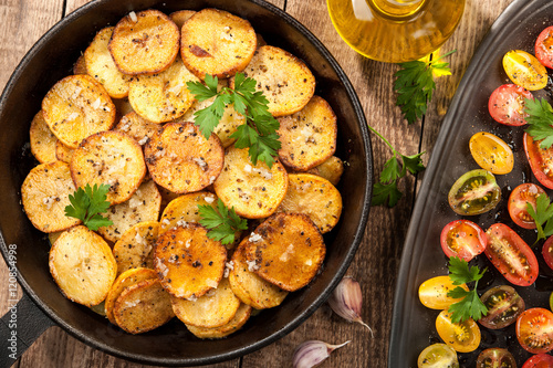 Roasted potato with cherry tomatoes