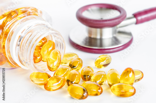 Cod liver oil omega 3 gel capsules. photo