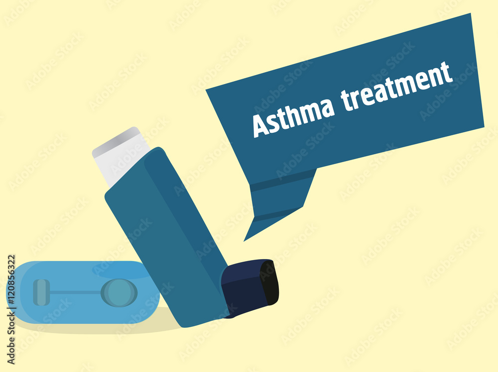 Asthma inhaler and disc. Bronchial asthma treatment Stock Vector