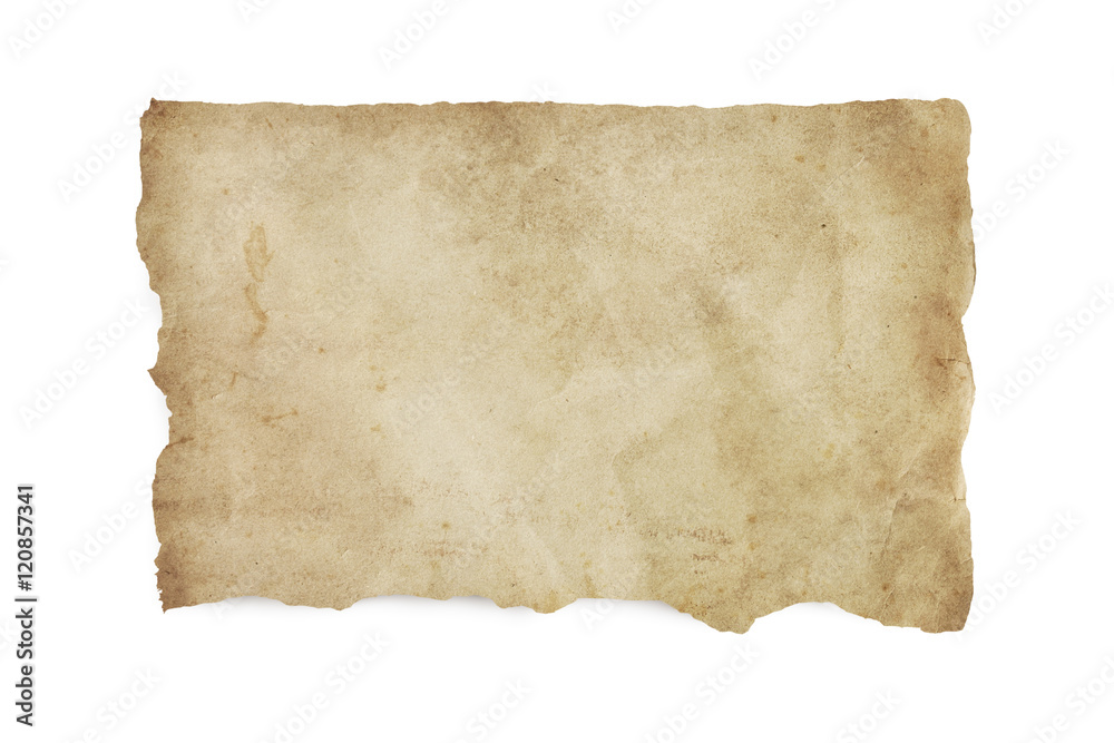 Torn Old Stained Paper with Clipping Path