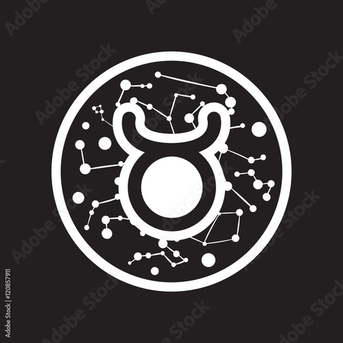 flat icon in black and white style zodiac sign Taurus  