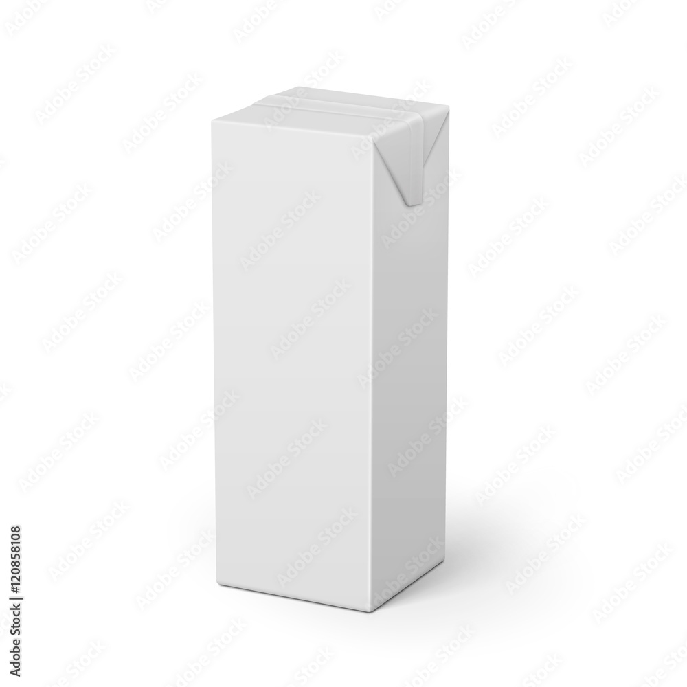 White cardboard juice package. White cardboard juice package.