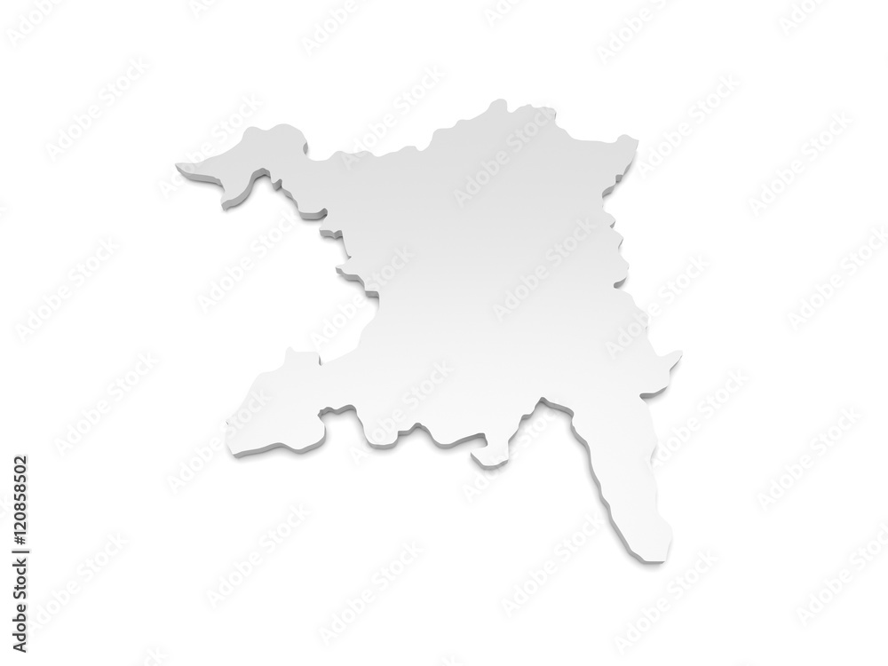 3D Illustration - Karte Schweiz - Aargau