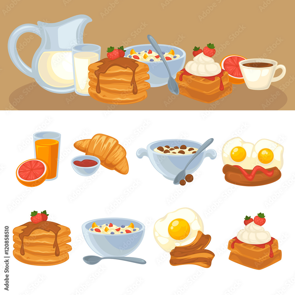 Vector breakfast food set Vector breakfast food set