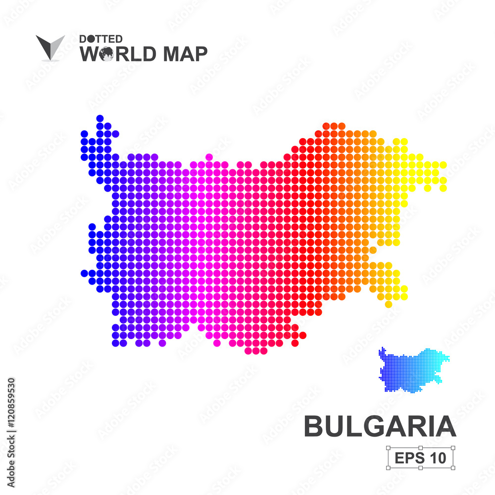 Map Of Bulgaria Dotted Vector,Abstract computer graphic colorful
