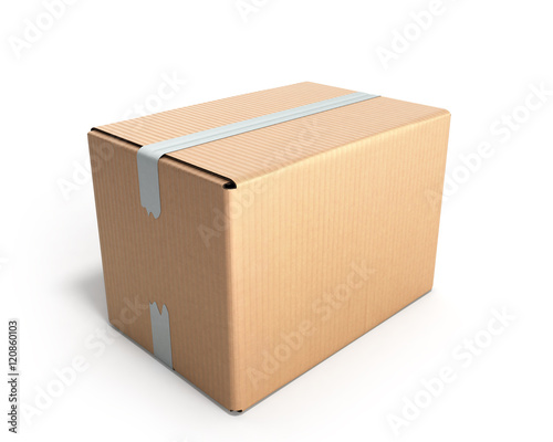 clear cardboard box 3d render on white
