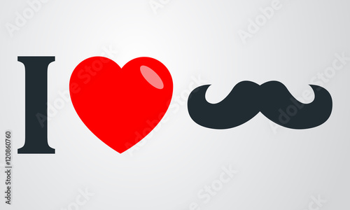 Icono plano i love bigote en fondo degradado