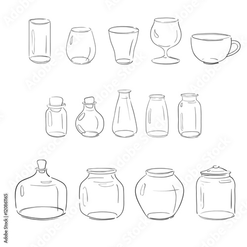 glass bottles, vases, cups ans flasks