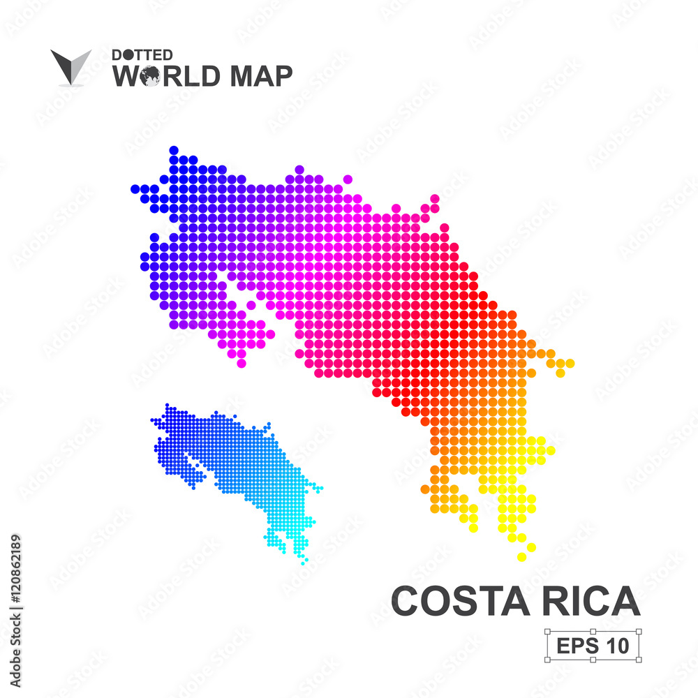 Map Of Costa Rica Dotted Vector,Abstract computer graphic colorful