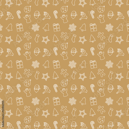 christmas pattern ornament gold background