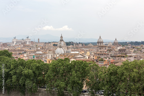 The historic center of Rome seen from Castel Sant'Angelo. Roma, Italy