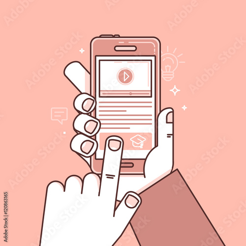 Vector flat linear illustration - learning online concept