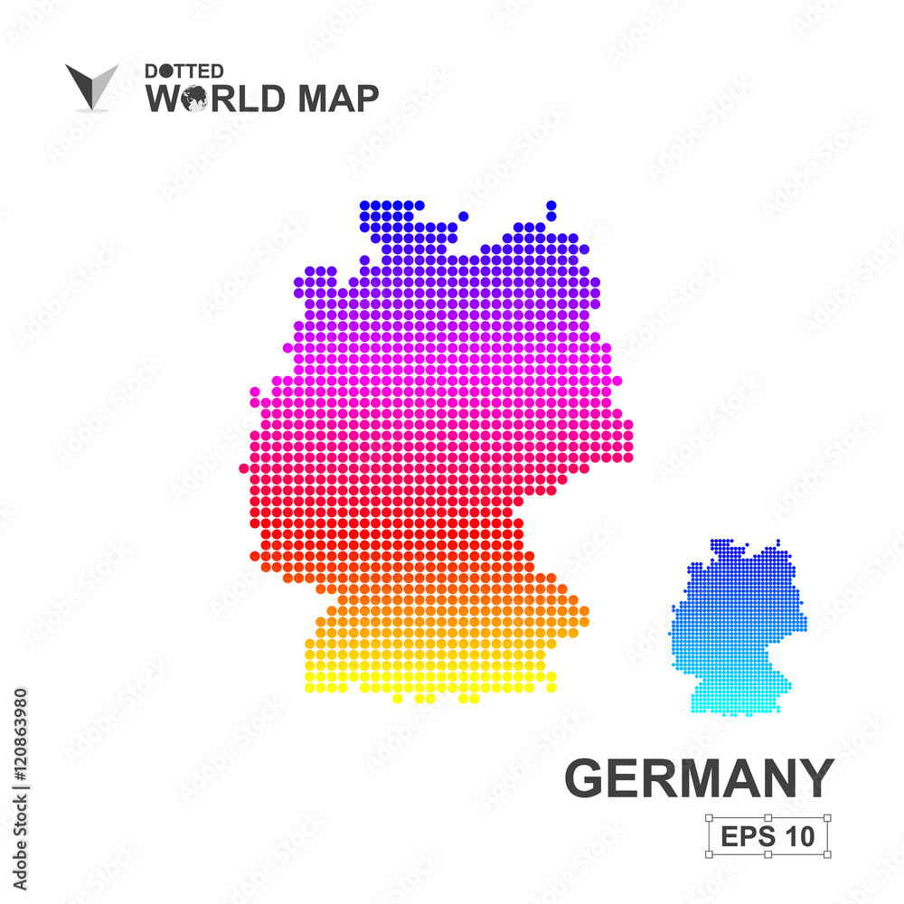Obraz premium Map Of Germany Dotted Vector,Abstract computer graphic colorful