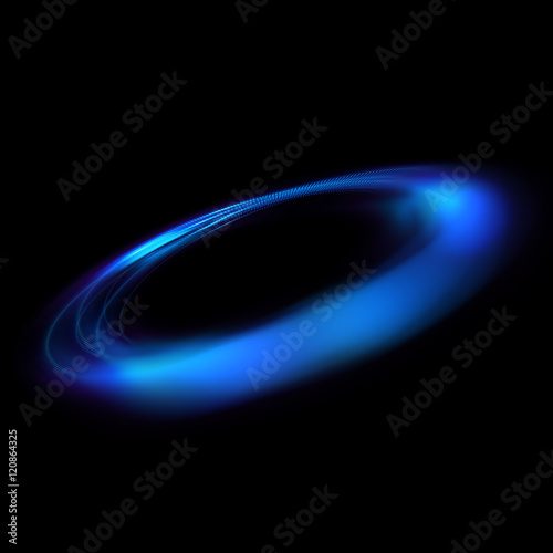 Circular lens flare. Abstract rotational galaxy. Beautiful ellipse border. Luxury shining hole. Rotational lines. Power energy element. Space for message. Abstract ring background.