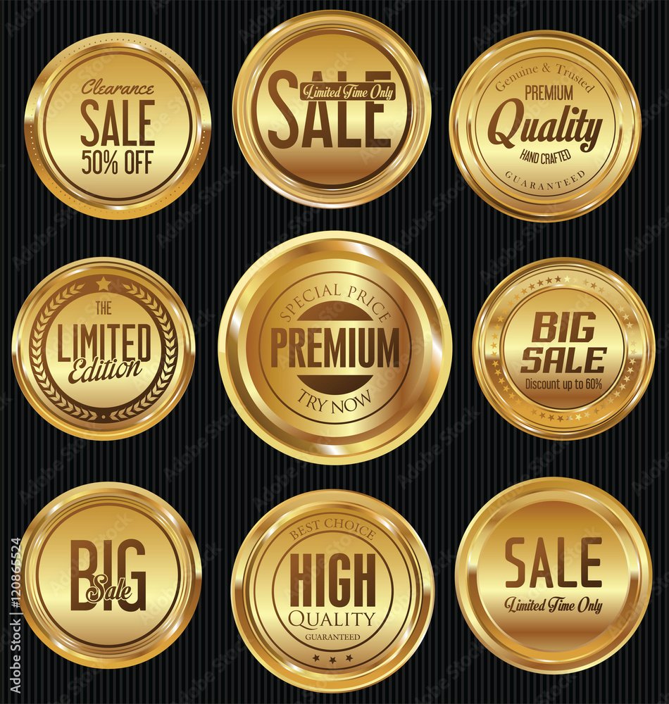 Golden metal badges Golden metal badges