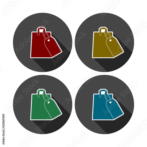 Shopping Bag Circle Icon. Flat Design Vector Illustration with Long Shadow