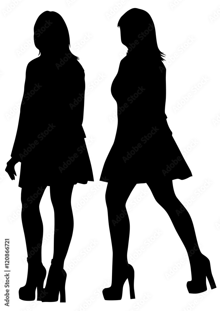 Young girls in dress on white background