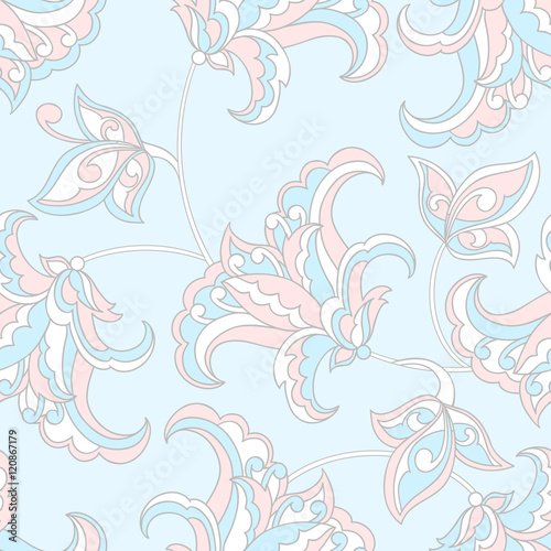 floral ethnic seamless pattern in batik style