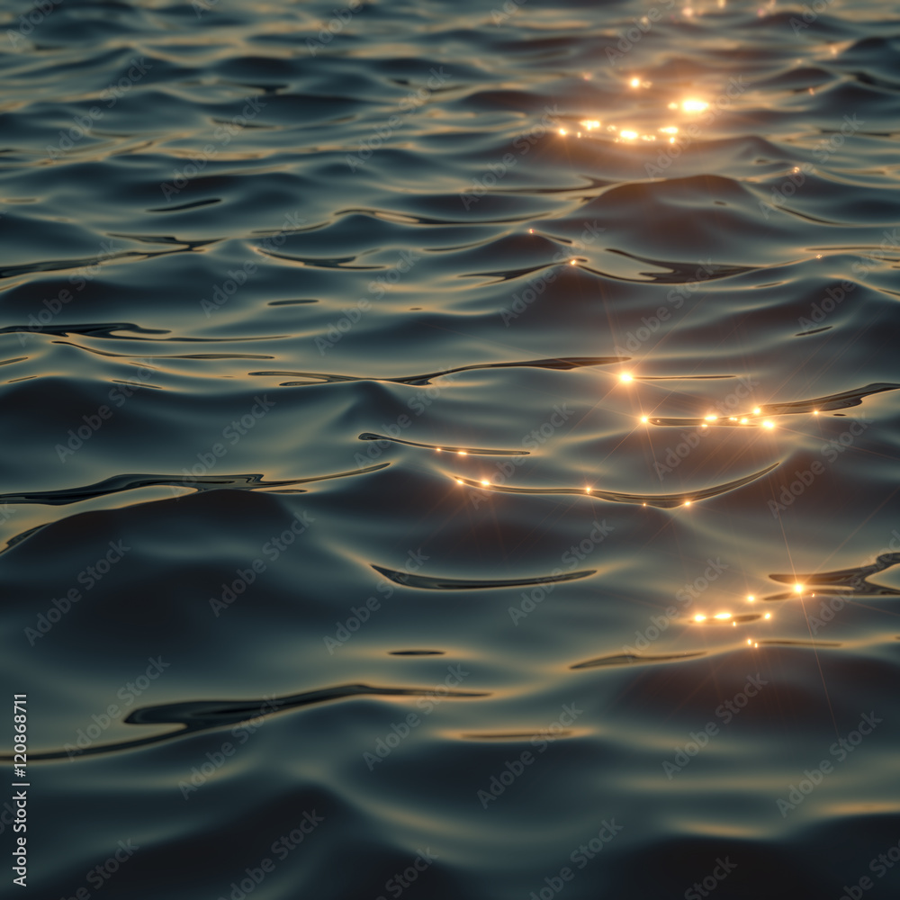 Fototapeta premium Sparkling sunlight on oceanic waves 