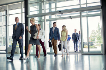 professional people on the way in building.