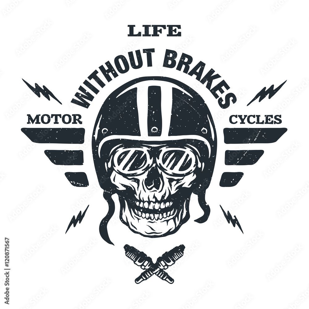 Racer skull in helmet. Racer skull in helmet.
