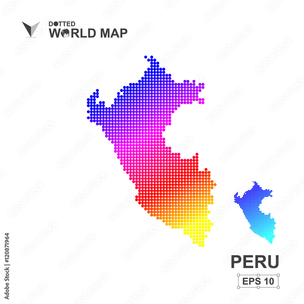 Map Of Peru Dotted Vector,Abstract computer graphic colorful