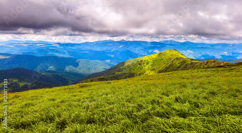 Picturesque Carpathian mountains landscape in summer, view from the height, Ukraine. © O.Farion