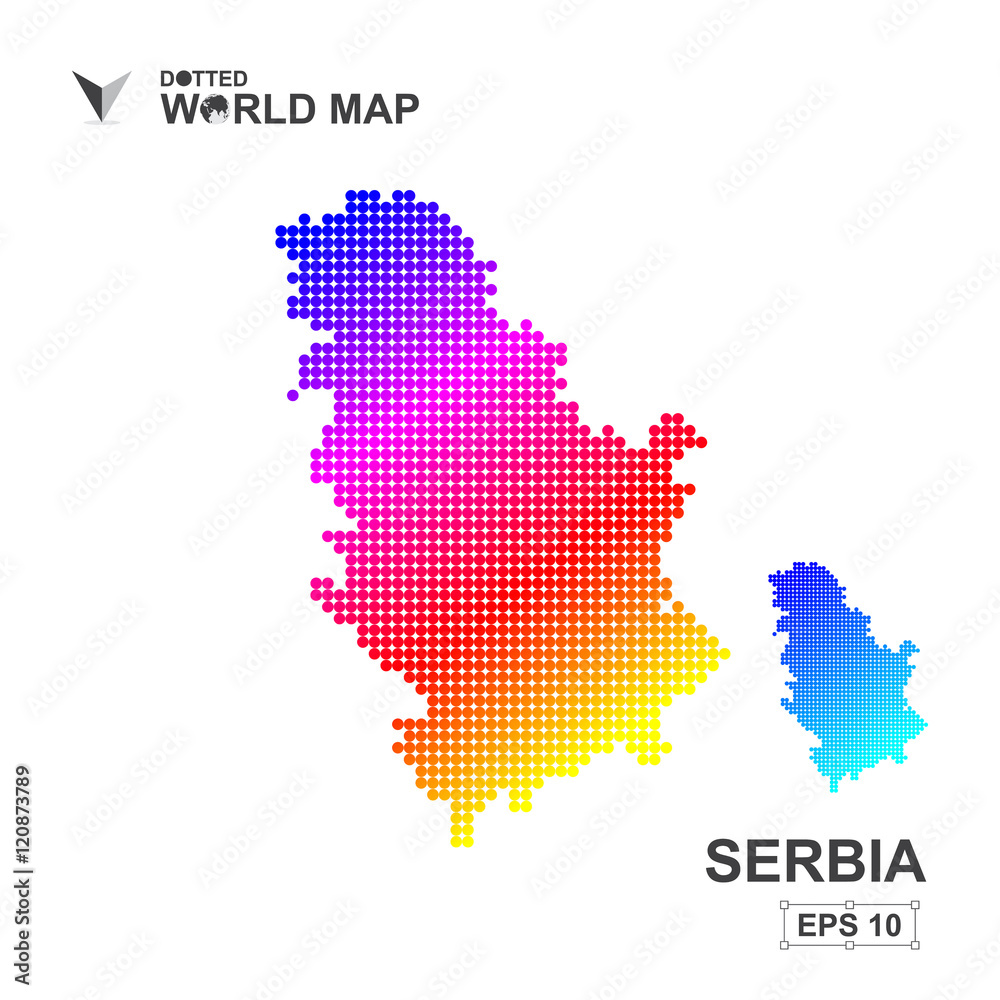 Map Of Serbia Dotted Vector,Abstract computer graphic colorful