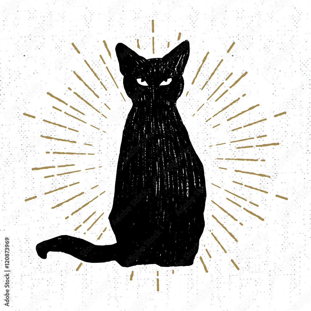 Cute esoteric magic halloween black cat icon vector, illustration on circle  with brush texture, for social media story and instagram highlights  21917933 Vector Art at Vecteezy