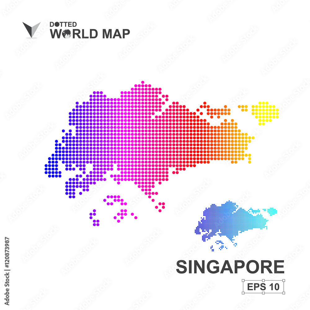 Map Of Singapore Dotted Vector,Abstract computer graphic colorful