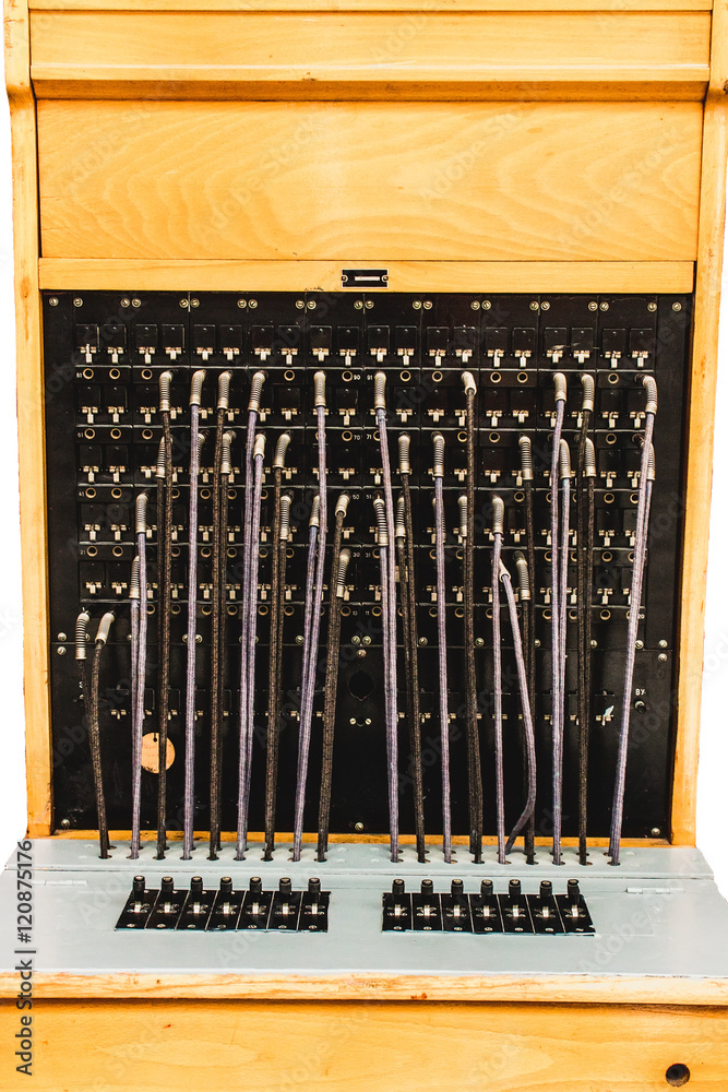 Manual telephone switchboard. Vintage Telephone Switchboard with