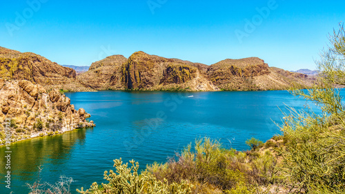 Canyon Lake and the Desert Landscape of Tonto National Forest along the Apache Trail in Arizona, USA © hpbfotos