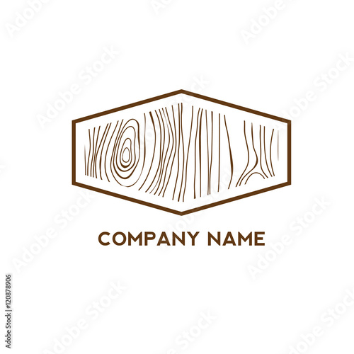 Hexagon shape with wooden texture,Logo design,Vector illustratio