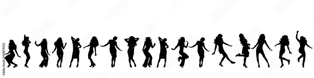 Fototapeta premium Vector silhouette of girls.