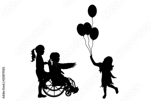 Vector silhouette of girls.