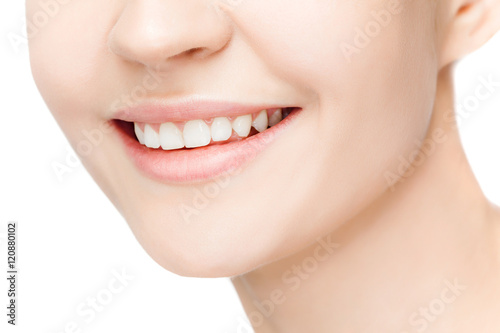 Beautiful and healthy woman smile, close-up