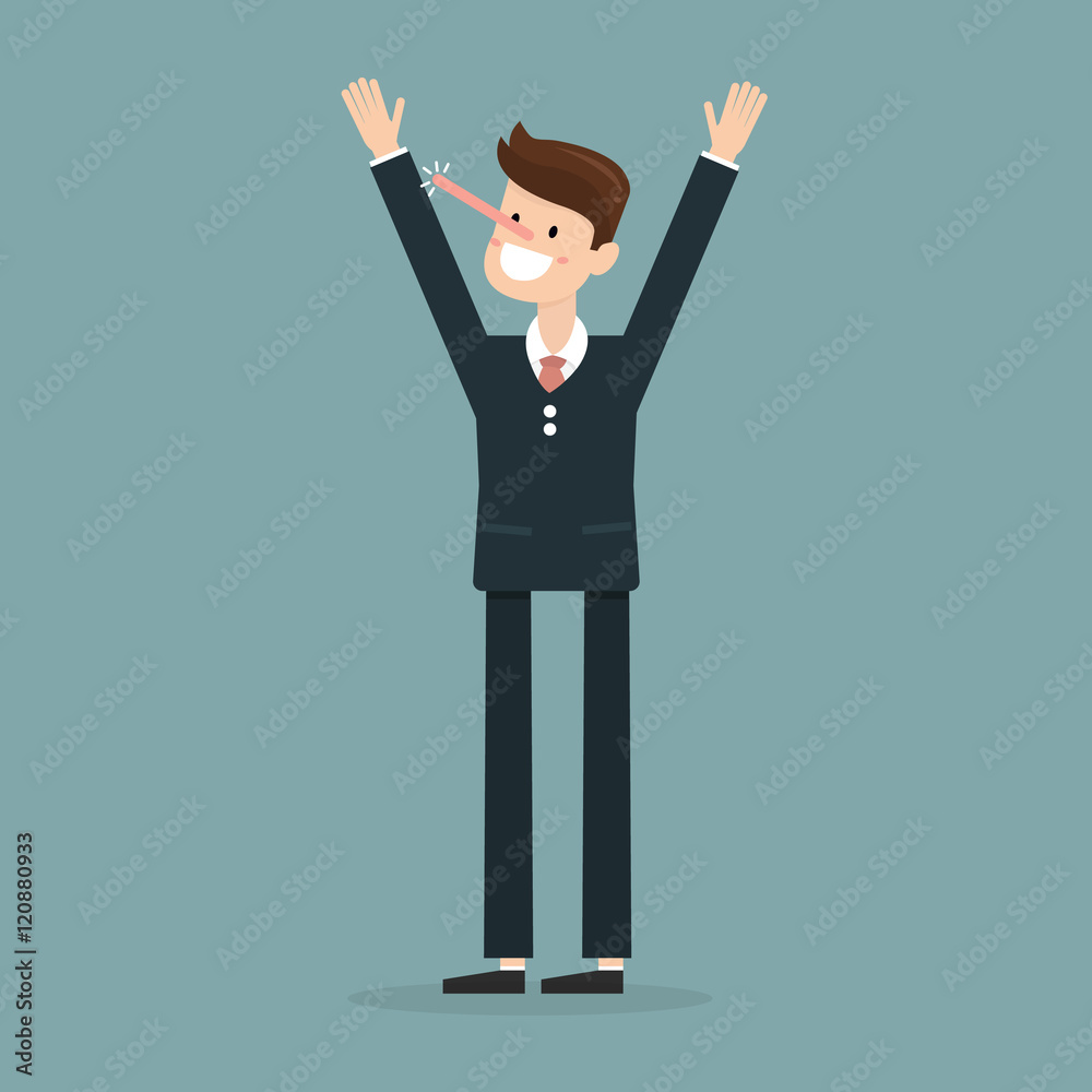 Lying businessman with long nose vector Lying businessman with long nose vector