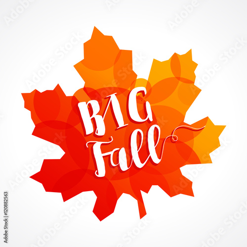 Hot sale and best price sticker template. Vector maple leaf for seasonal discounts.