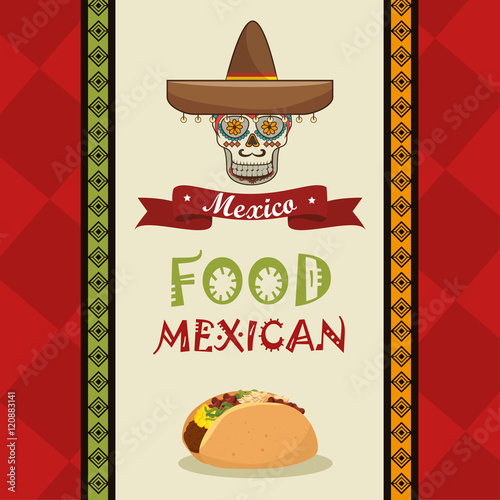 poster food and skull mexican design vector illustration eps 10