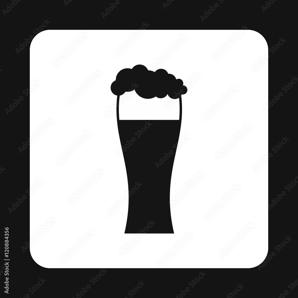 Glass of beer icon in simple style isolated on white background. Dishes and drink symbol vector illustration Glass of beer icon in simple style isolated on white background. Dishes and drink symbol vector illustration